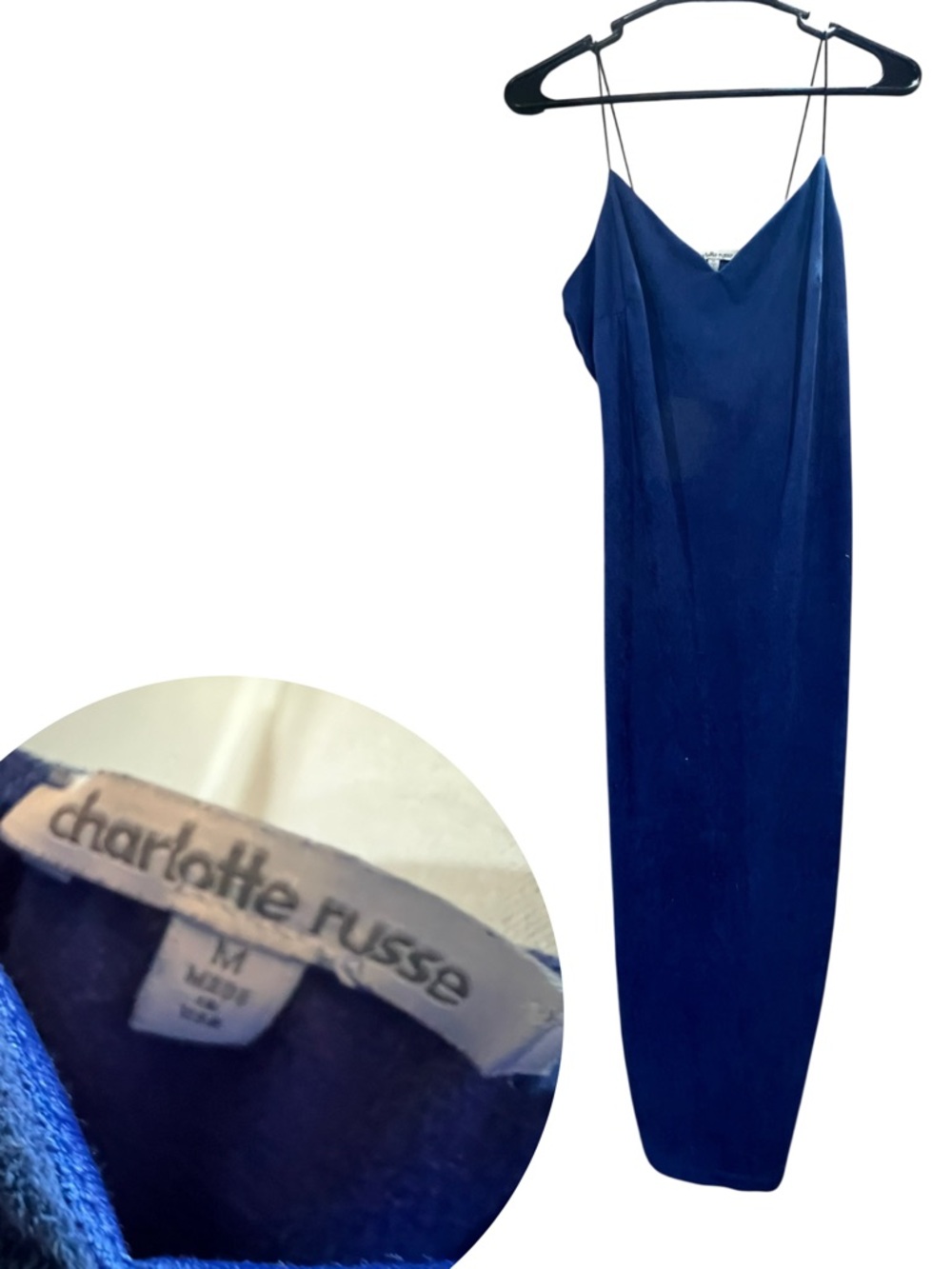 Charlotte Russe Navy Blue Satin Slip Dress